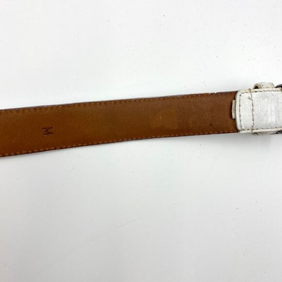 Ralph Lauren Vintage White Leather Belt Monogram Logo